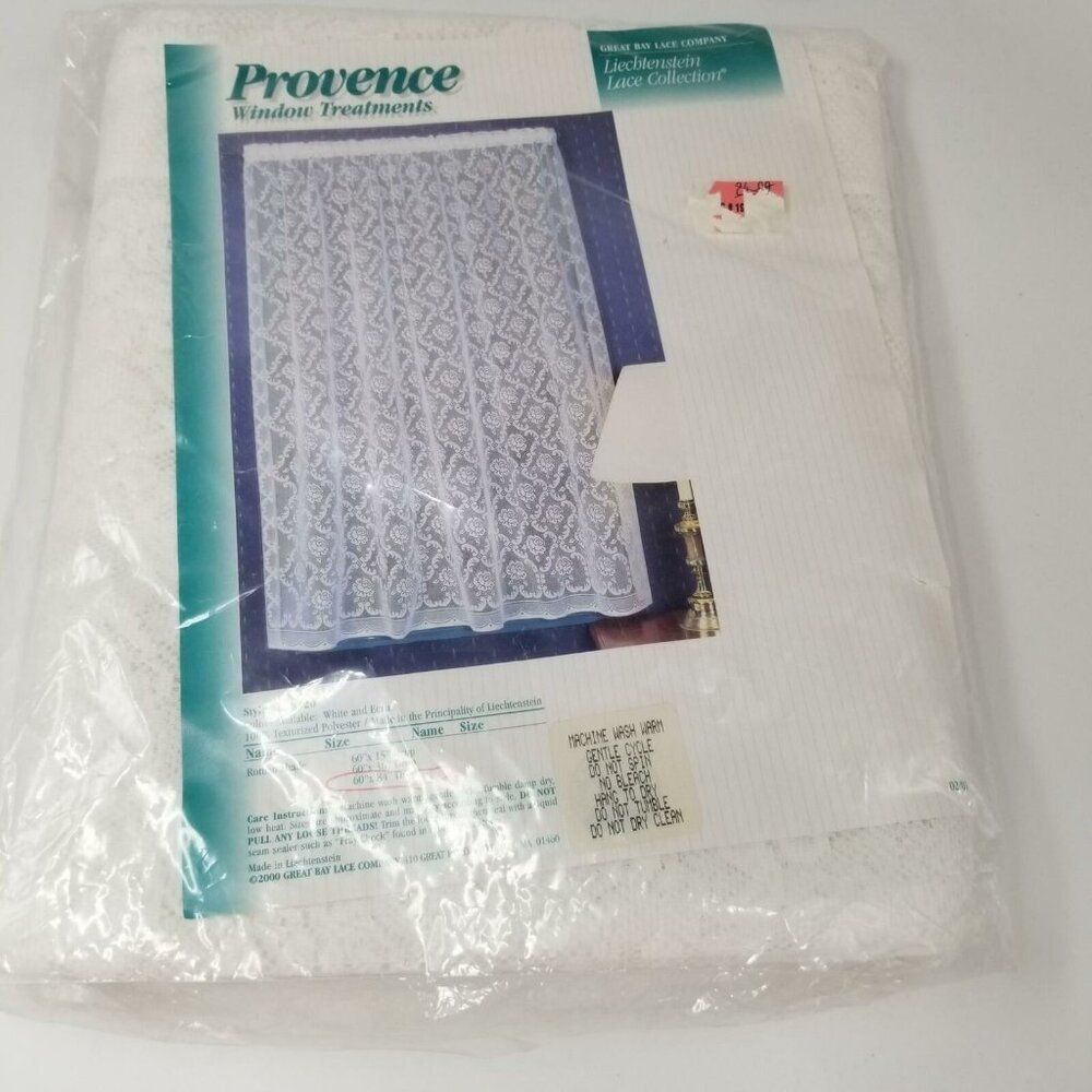 Vintage 90s Provence Window Treatment Curtain Panel Lace 60" x 84"  White New